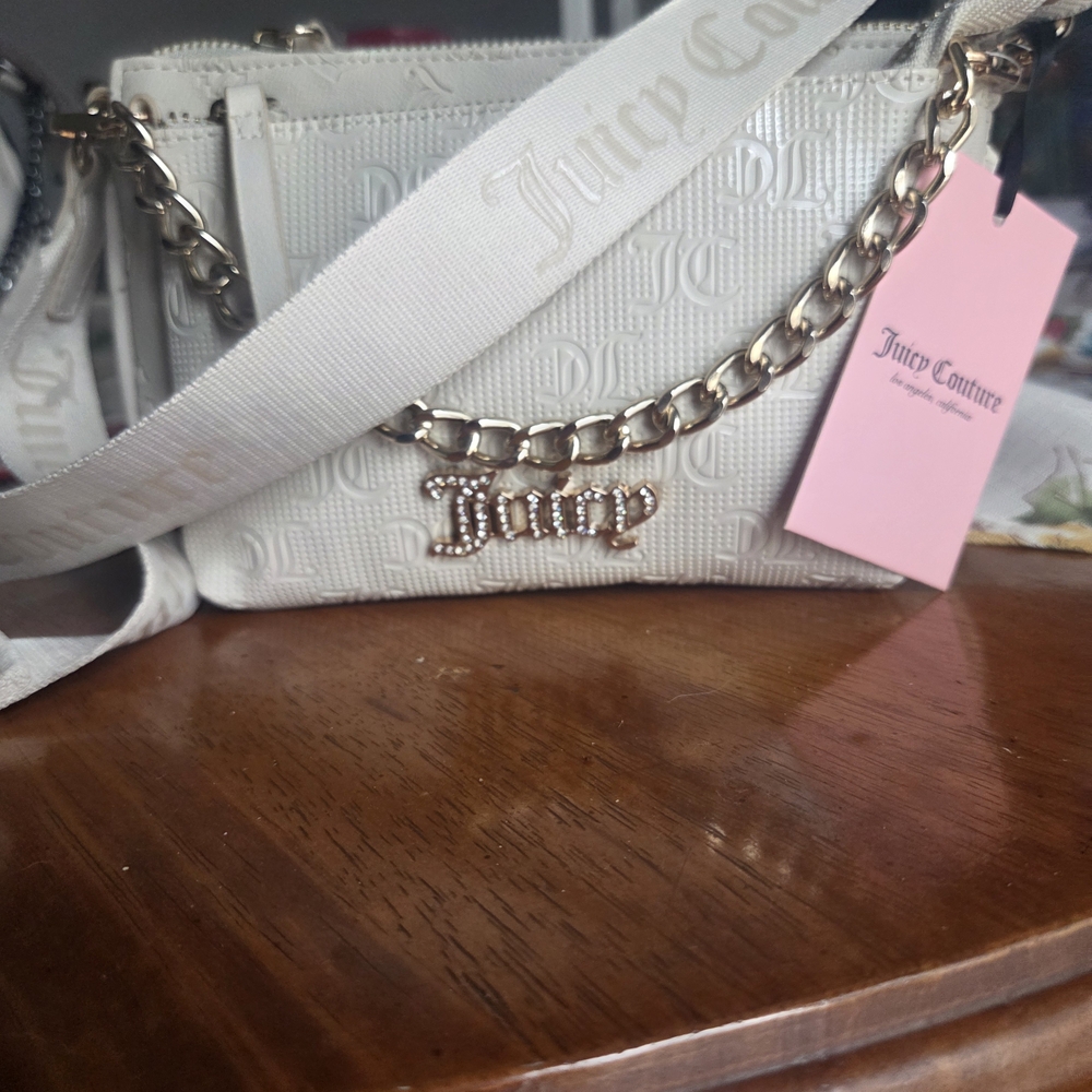 Juicy Couture Cream Crossbody Bag with Gold Chain